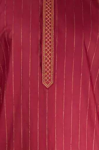 maroon nike cotton kurta - thread embroidered wedding summer ethnic