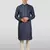 navy blue embroidered kurta with cream pyjama - beaded wedding set