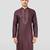 Vastramay men's wine zudio emboss silk kurta - bead mirror embroidered wedding ethnic