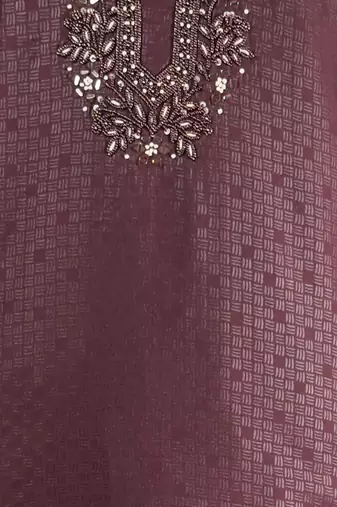 Maroon embroidered kurta with cream pyjama - beaded wedding set