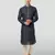 navy blue embroidered kurta with cream pyjama - traditional wedding set