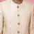 Vastramay men's cream silk blend sherwani set with maroon motifs - wedding traditional set