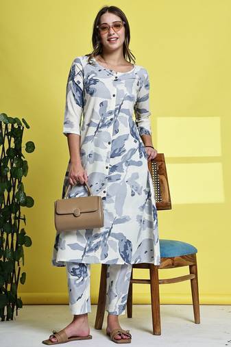 Women's cotton jaipuri printed kurta with pant