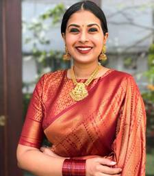 Rust Color Copper Zari Weaving Banarasi Art Silk saree
