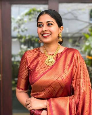 Rust Color Copper Zari Weaving Banarasi Art Silk saree 2