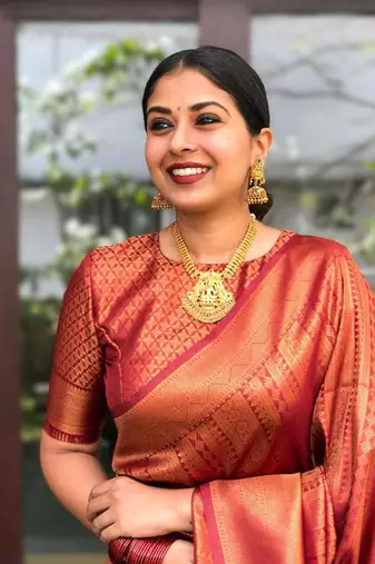 Rust Color Copper Zari Weaving Banarasi Art Silk saree