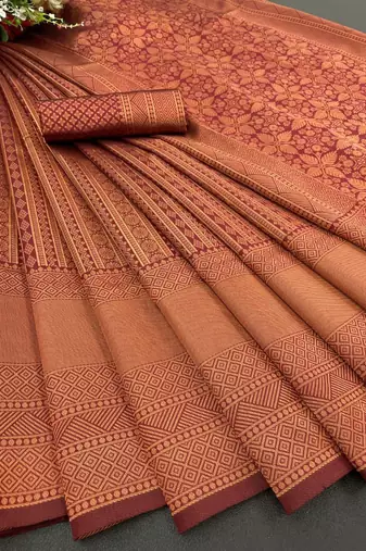 Rust Color Copper Zari Weaving Banarasi Art Silk saree