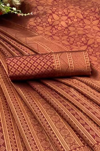 Rust Color Copper Zari Weaving Banarasi Art Silk saree