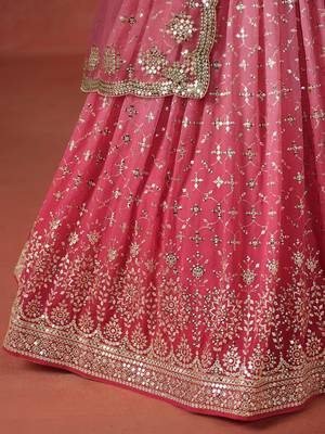 pink GEORGETTE sequin ZARI EMBROIDERED LEHENGA CHOLI 10