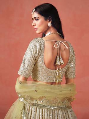 YELLOW GEORGETTE SEQUINS ZARI EMBROIDERED LEHENGA CHOLI 7