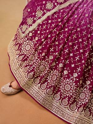 rani PINK GEORGETTE SEQUINS ZARI EMBROIDERED LEHENGA CHOLI 8