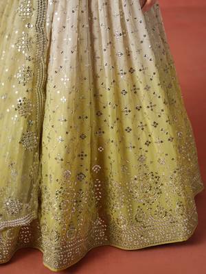 YELLOW GEORGETTE SEQUINS ZARI EMBROIDERED LEHENGA CHOLI 9