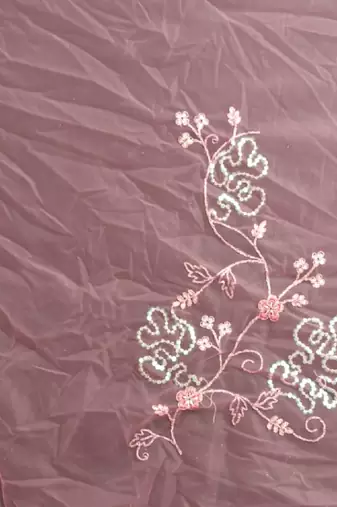 Pink color resham codding sequence embroidered stylish saree with un-stitched blouse