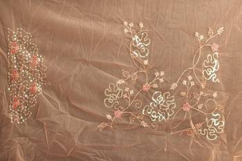 Orange color resham codding sequence embroidered stylish saree with un-stitched blouse 3