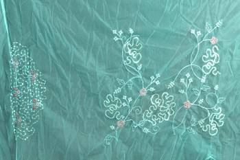 Sky blue color resham codding sequence embroidered stylish saree with un-stitched blouse 3