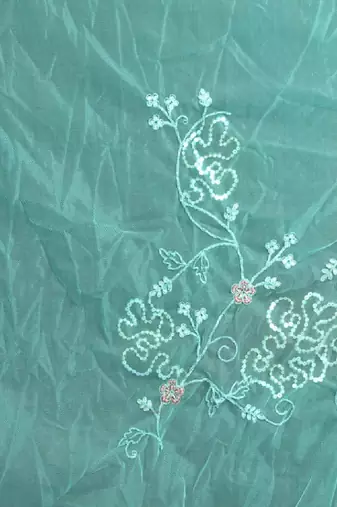 Sky blue color resham codding sequence embroidered stylish saree with un-stitched blouse