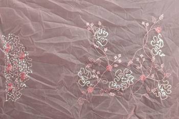 Peach color resham codding sequence embroidered stylish saree with un-stitched blouse 3