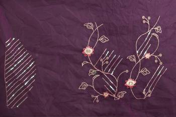Purple color resham codding sequence embroidered stylish saree with un-stitched blouse 3