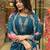 Teal rayon embroidery sequin Staight Suit