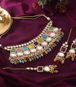 Multi color back side meena work kundan necklace set