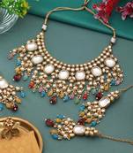 Multi color back side meena work kundan necklace set