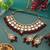 Maroon color back side meena work kundan necklace set