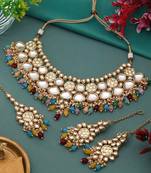 Multi color back side meena work kundan necklace set