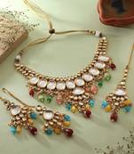 Multi color back side meena work kundan necklace set