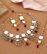 Multi color back side meena work kundan necklace set