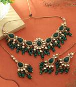 Green color kundan necklace set