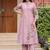 Floral embroidered pink v-neck pure cotton kurta with trouser