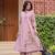 Floral embroidered pink v-neck pure cotton kurta with trouser