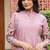 Floral embroidered pink v-neck pure cotton kurta with trouser
