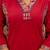 Floral embroidered red v neck pure cotton kurta with trouser & dupatta set