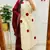 Floral embroidered white round neck  cotton kurta with trouser & dupatta set