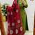 Floral embroidered green round neck pure cotton kurta with trouser & dupatta set