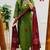 Floral embroidered green round neck pure cotton kurta with trouser & dupatta set
