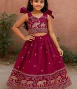 Ranipink soft pure cosmos with sequence embrodiery work pattu pavadai set