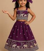 Wine soft pure cosmos with embroidery pavadai set