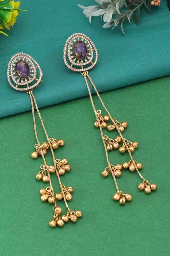 Blue color long kasmiri earrings