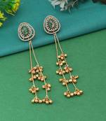 Green color long kasmiri earrings