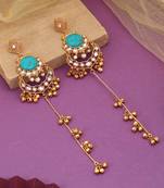 Aqua green color long kasmiri earrings