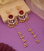 Maroon color long kasmiri earrings