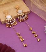 White color long kasmiri earrings
