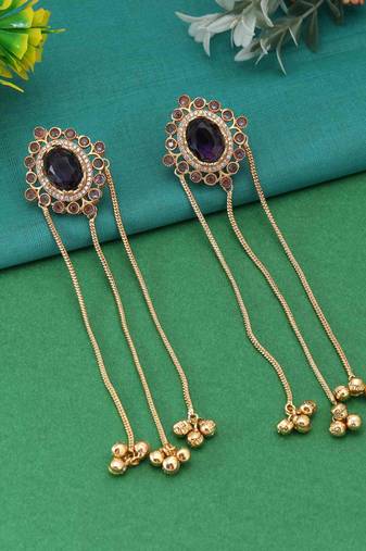Purple color long kasmiri earrings
