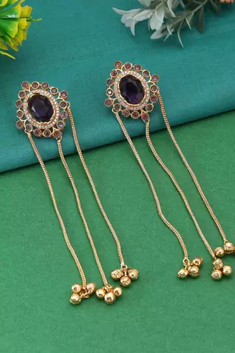 Purple color long kasmiri earrings