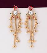 Rani & green color long kasmiri earrings