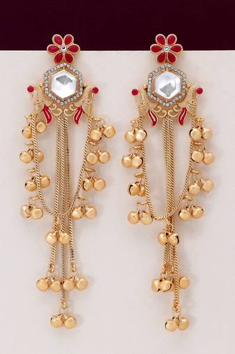 Rani color long kasmiri earrings