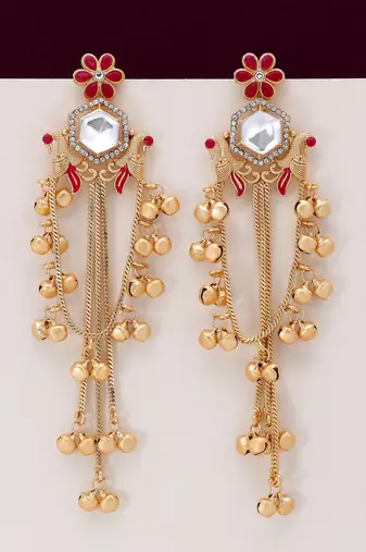 Rani color long kasmiri earrings