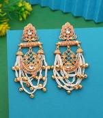 Pink color long kasmiri earrings